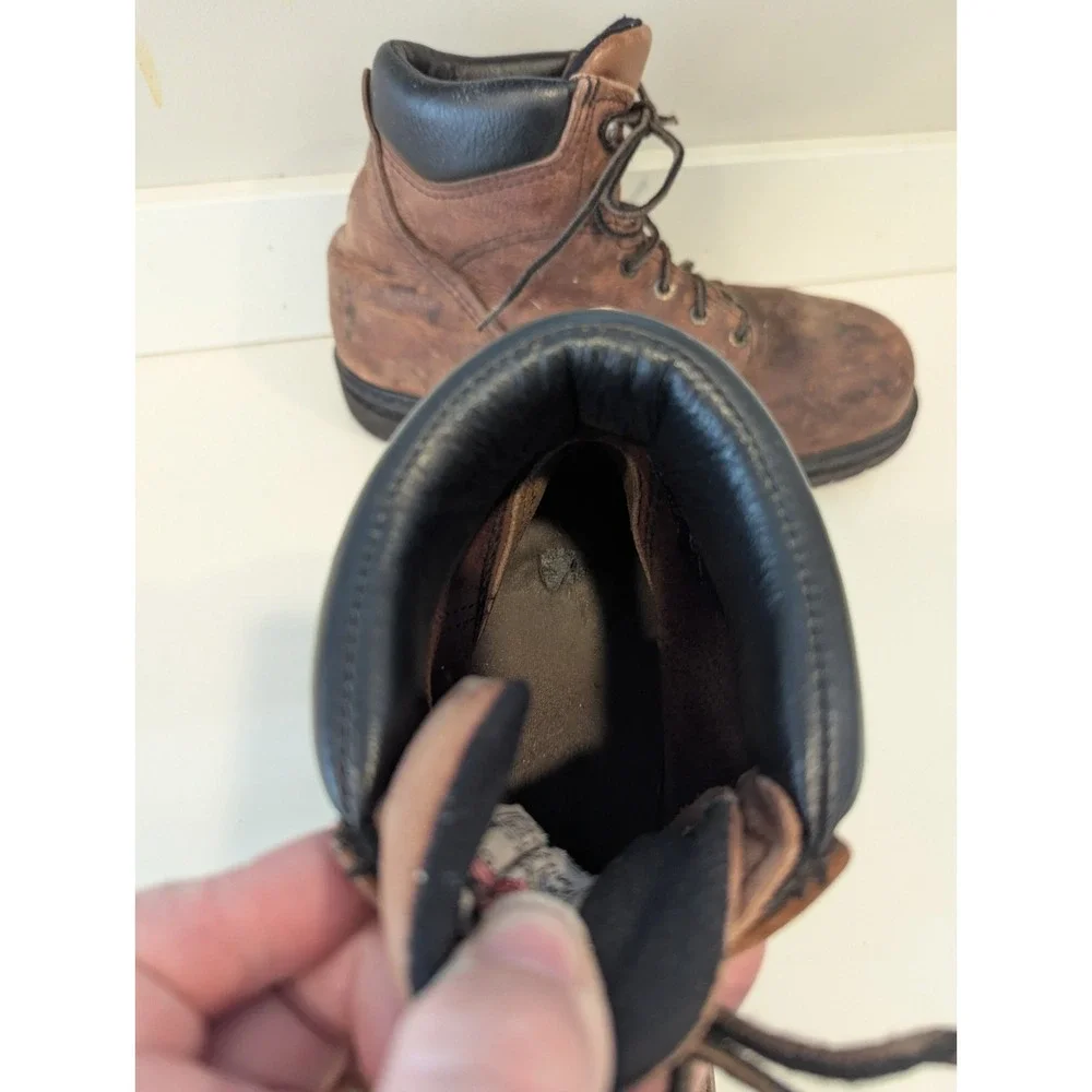 Vintage Red Wing Supersole Work Boots Mens size 10 Safety Toe Brown Leather USA
